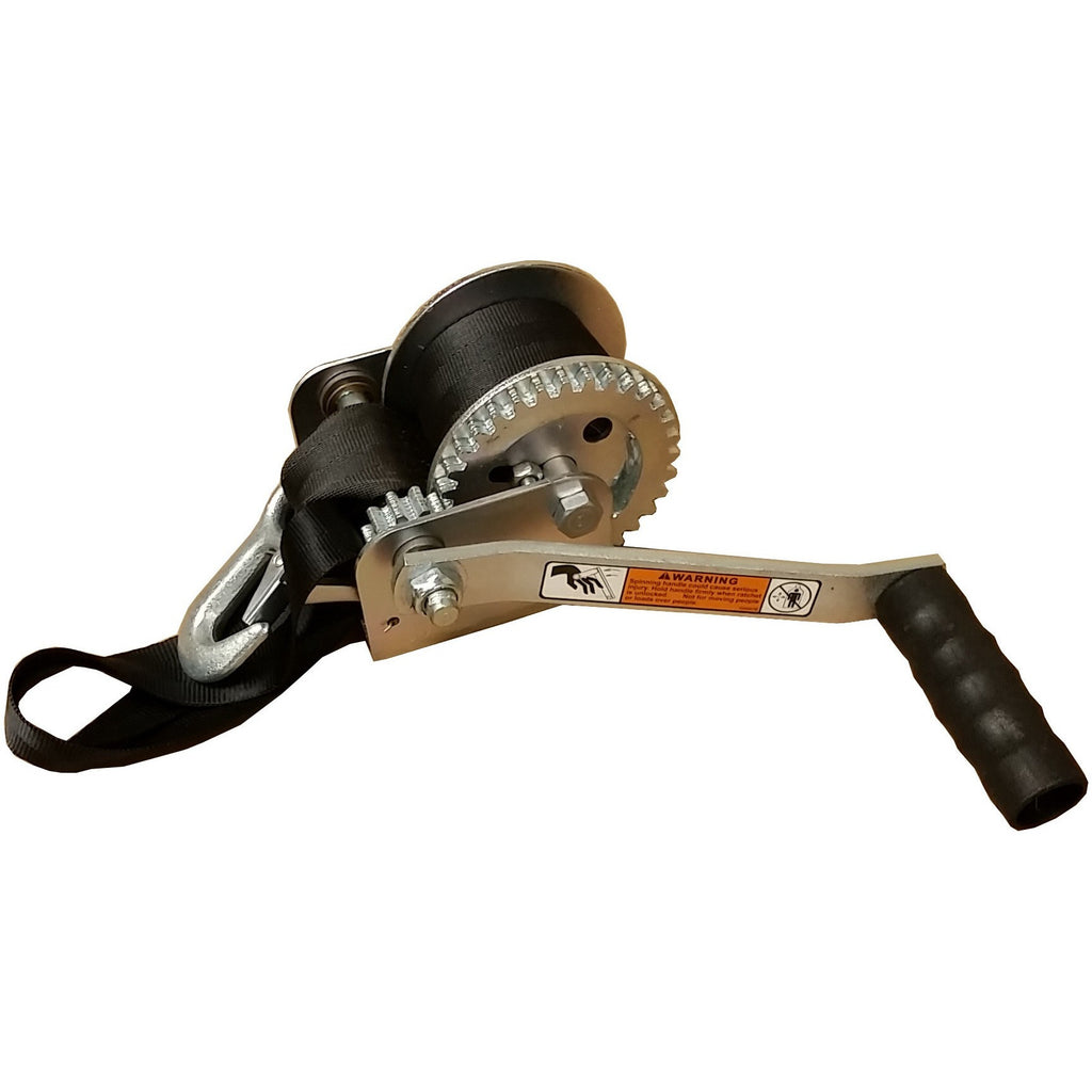 900 lb Capacity Crank Winch with Strap and Hook DL 900